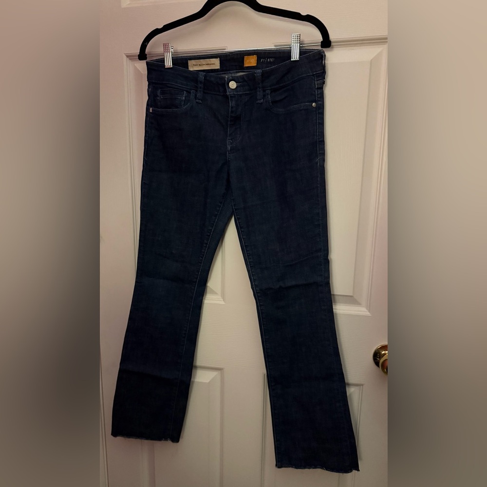 Pilcro Medium Wash Boot Cut Frayed Bottom Jeans
